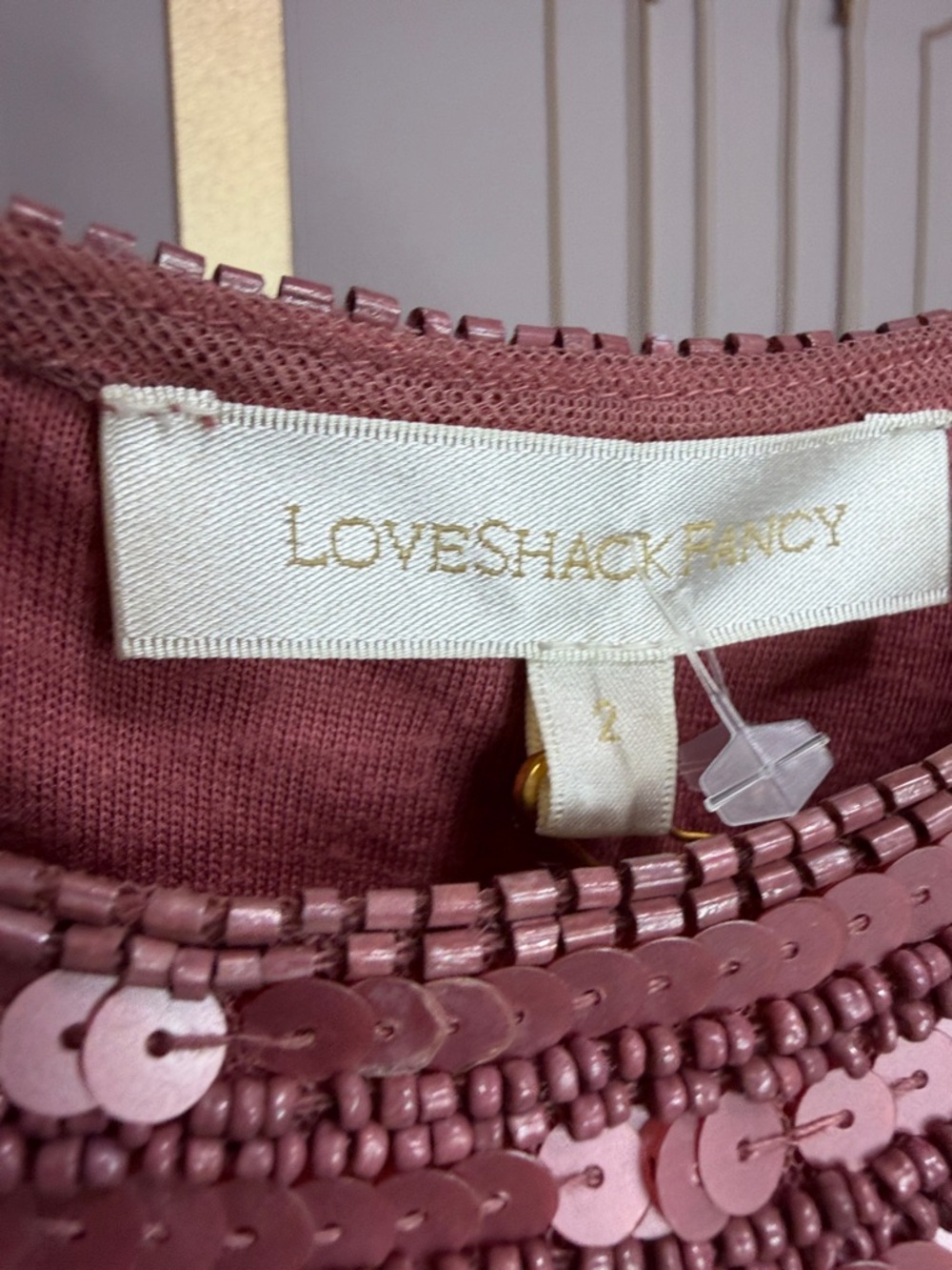 LoveShackFancy Devers Keyhole-Front Sequined Mini Dress. Size 2 - Picture 5 of 13